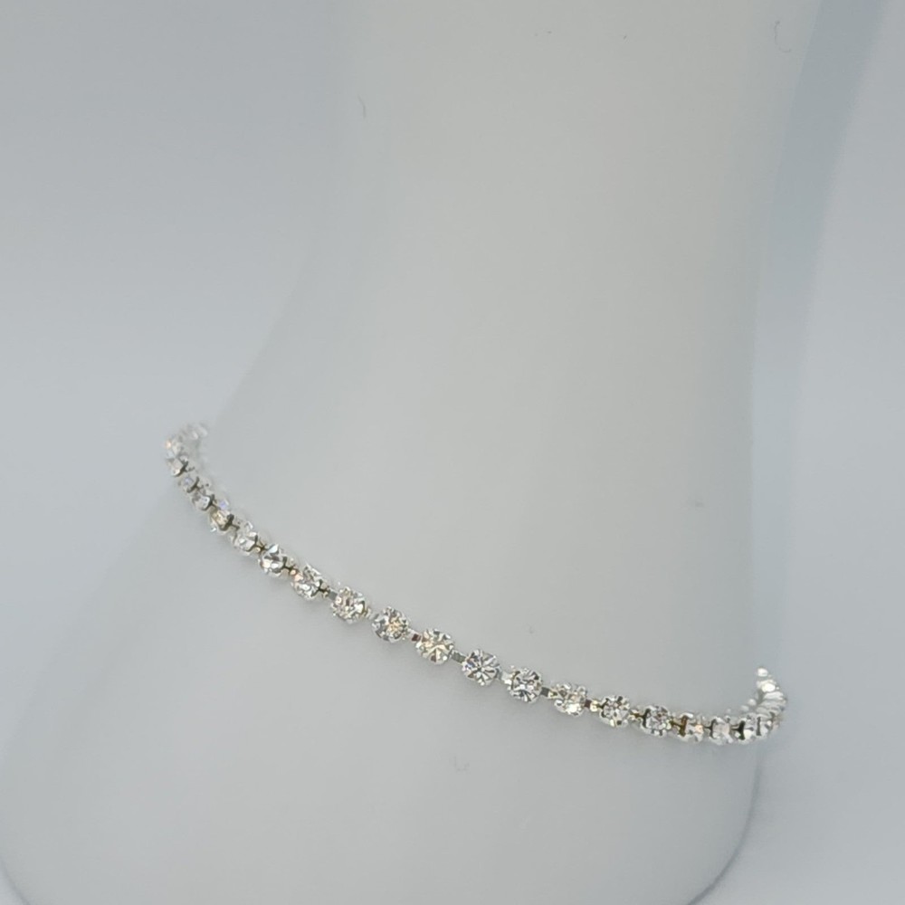 Silvertone Austrian Crystal Tennis Bracelet 7 1/2"